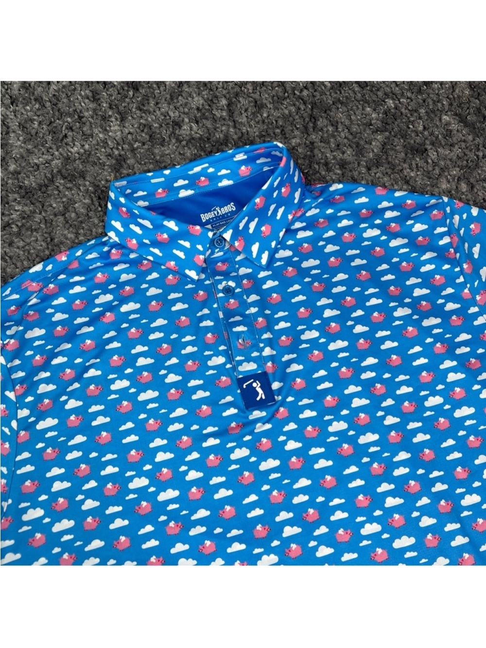 Bogey Bros When Pigs Fly Golf Polo Size L Casual Activewear - Picture 2 of 7